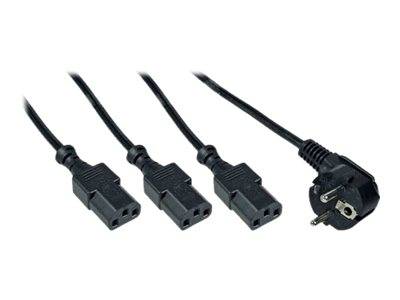 INLINE - Netz-Y-Kabel - 1x Schutzkontaktstecker zu 3x Kaltgerätestecker - 1,8m