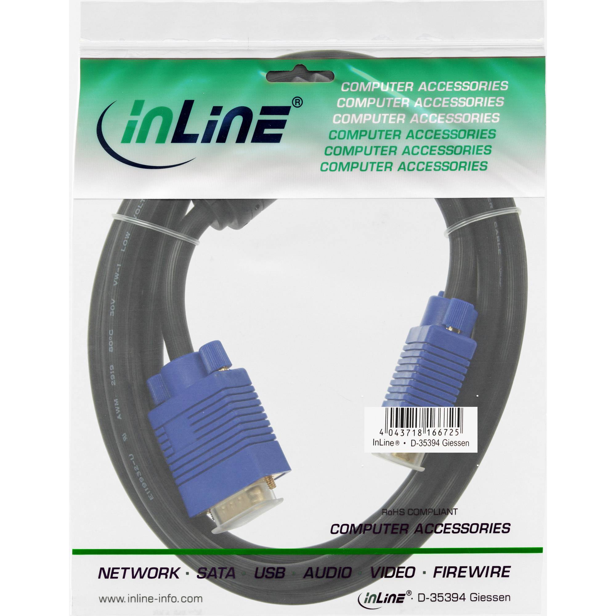 INLINE - S-VGA Kabel Premium - 15pol HD Stecker / Stecker - schwarz - 7m