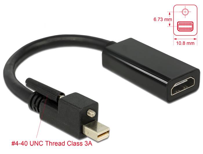 Delock Adapter mini Displayport 1.2 male with screw > HDMI female 4K Active black