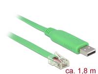Grünes USB-Kabel, etwa 1,8 m lang, mit einem Standard-USB-Stecker an einem Ende und einem durchsichtigen Modulstecker am anderen Ende.