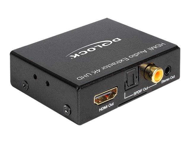Schwarze HDM-Audioextractor-Box mit der Bezeichnung 