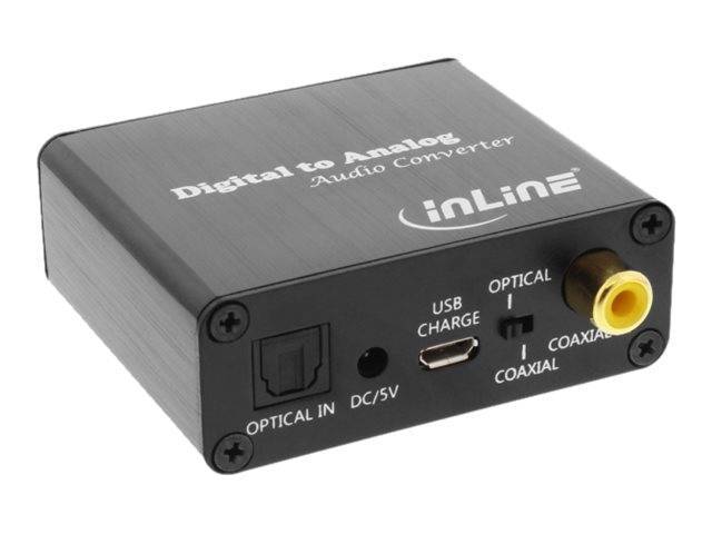 INLINE - Audio DA-Wandler - Toslink & Cinch Eingang zu Cinch Stereo Ausgang - USB
