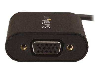 Black StarTech VGA-Adapter/Dongle mit weiblichem VGA-Anschluss und angeschlossenem Kabel