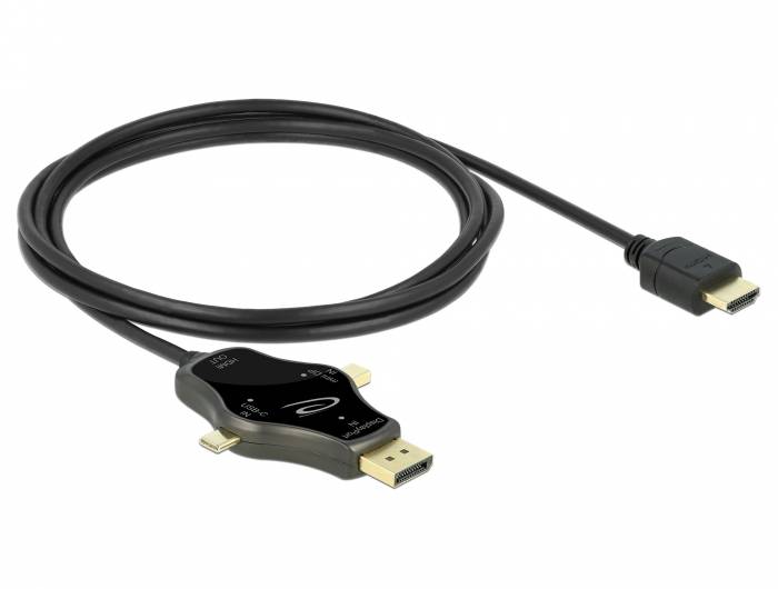 Delock 3 in 1 - Videoadapter - DisplayPort, Mini DisplayPort, USB-C männlich bis HDMI männlich