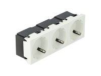 Delock Easy 45 - Steckdose - 2P+E - Typ F - mit Verschluss - 3 Steckdosen - 16 A - Wechselstrom 250 V - weiß, RAL 9003 (Packung mit 5)