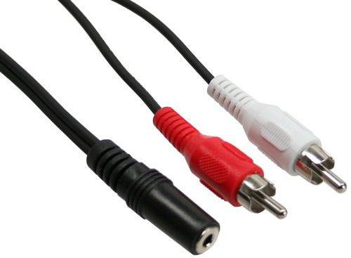 INLINE - Cinch/Klinke Kabel - 2x Cinch Stecker an 3,5mm Klinke Buchse - 0,2m