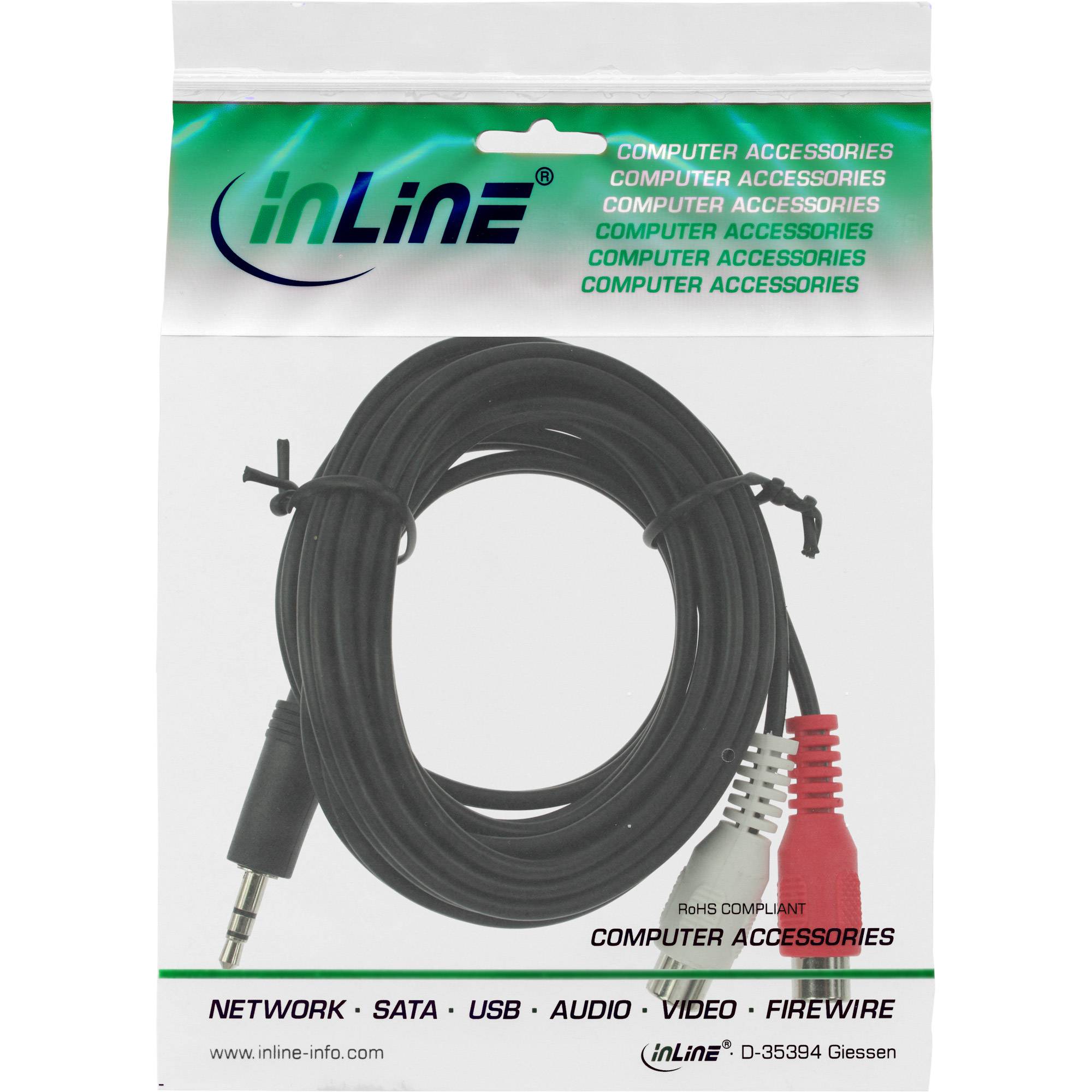 INLINE - Cinch/Klinke Kabel - 2x Cinch Buchse an 3,5mm Klinke Stecker - 3m