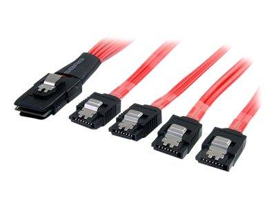 StarTech.com Serial ATA SCSI SAS Kabel 50cm - SFF-8087 auf 4x SATA mit Lasche - Mini SAS auf SATA Kabel 1x SFF8087 Steck