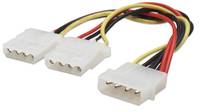 Manhattan Power Y Cable, 5.25" Male to dual 5.25" Female, 4-pin Molex, 20cm, Lifetime Warranty, Polybag - Netz-Splitter - interne Stromversorgung