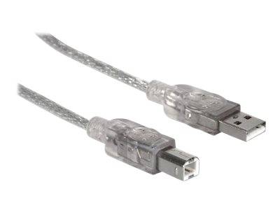 Manhattan USB-A to USB-B Cable, 5m, Male to Male, Translucent Silver, 480 Mbps (USB 2.0)