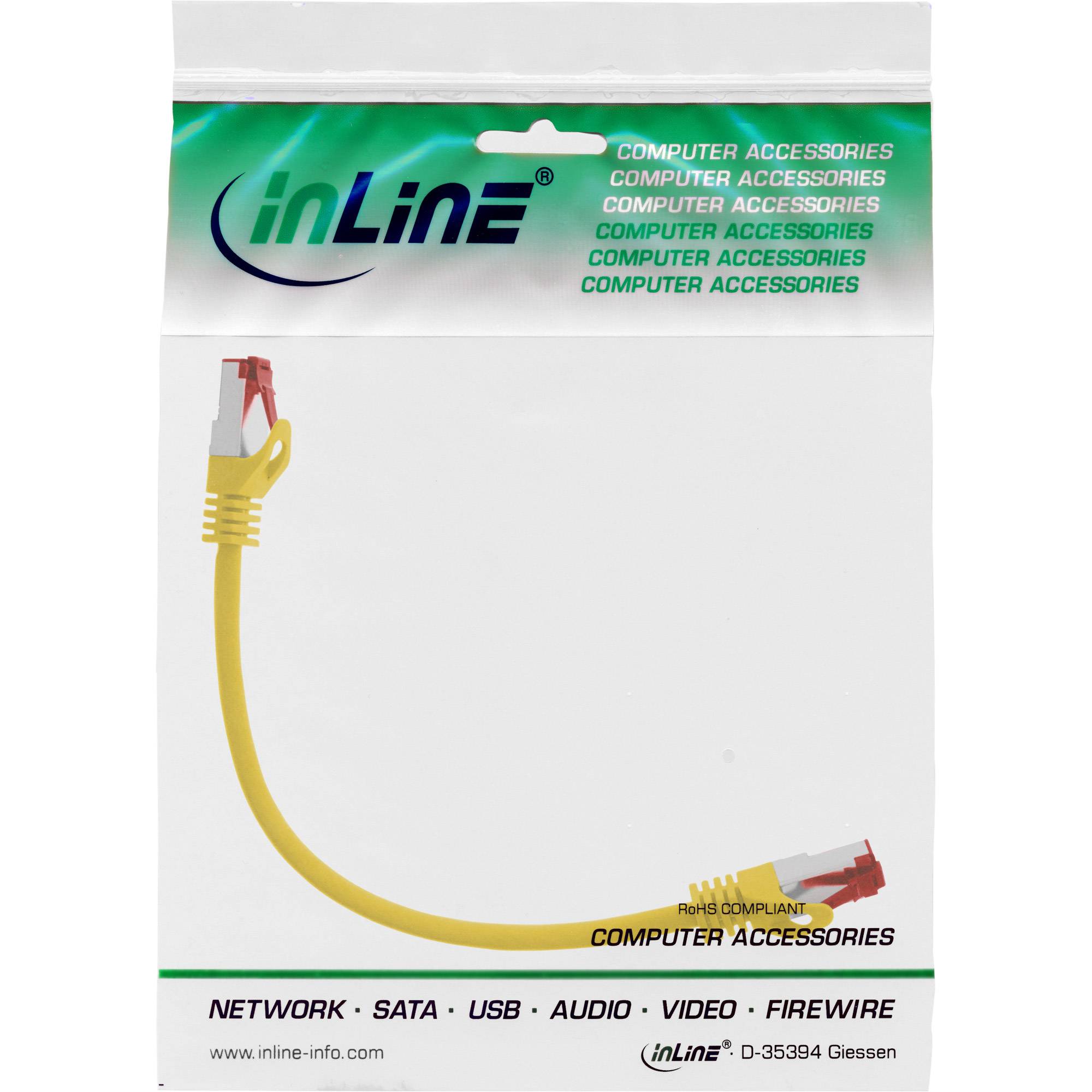 INLINE - Patchkabel - S/FTP (PiMf) - Cat.6 - halogenfrei - Kupfer - gelb - 0,25m