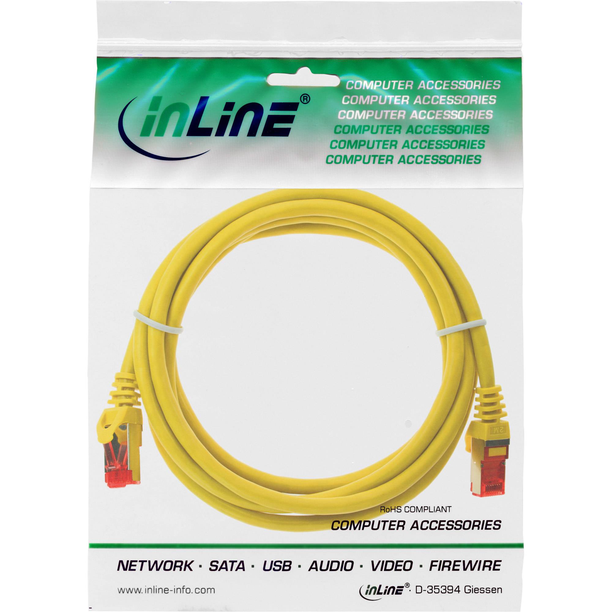 INLINE - Patchkabel - S/FTP (PiMf) - Cat.6 - halogenfrei - Kupfer - gelb - 1m