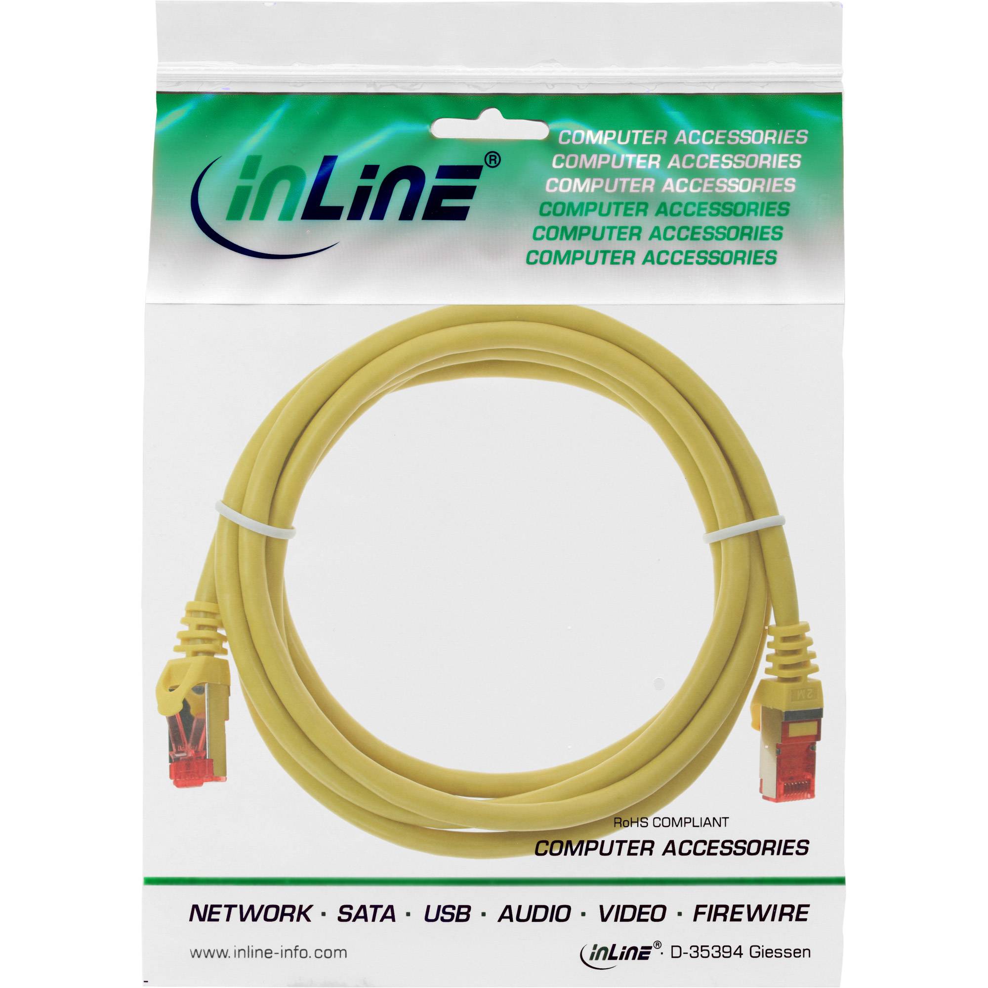 INLINE - Patchkabel - S/FTP (PiMf) - Cat.6 - 250MHz - PVC - CCA - gelb - 0,3m