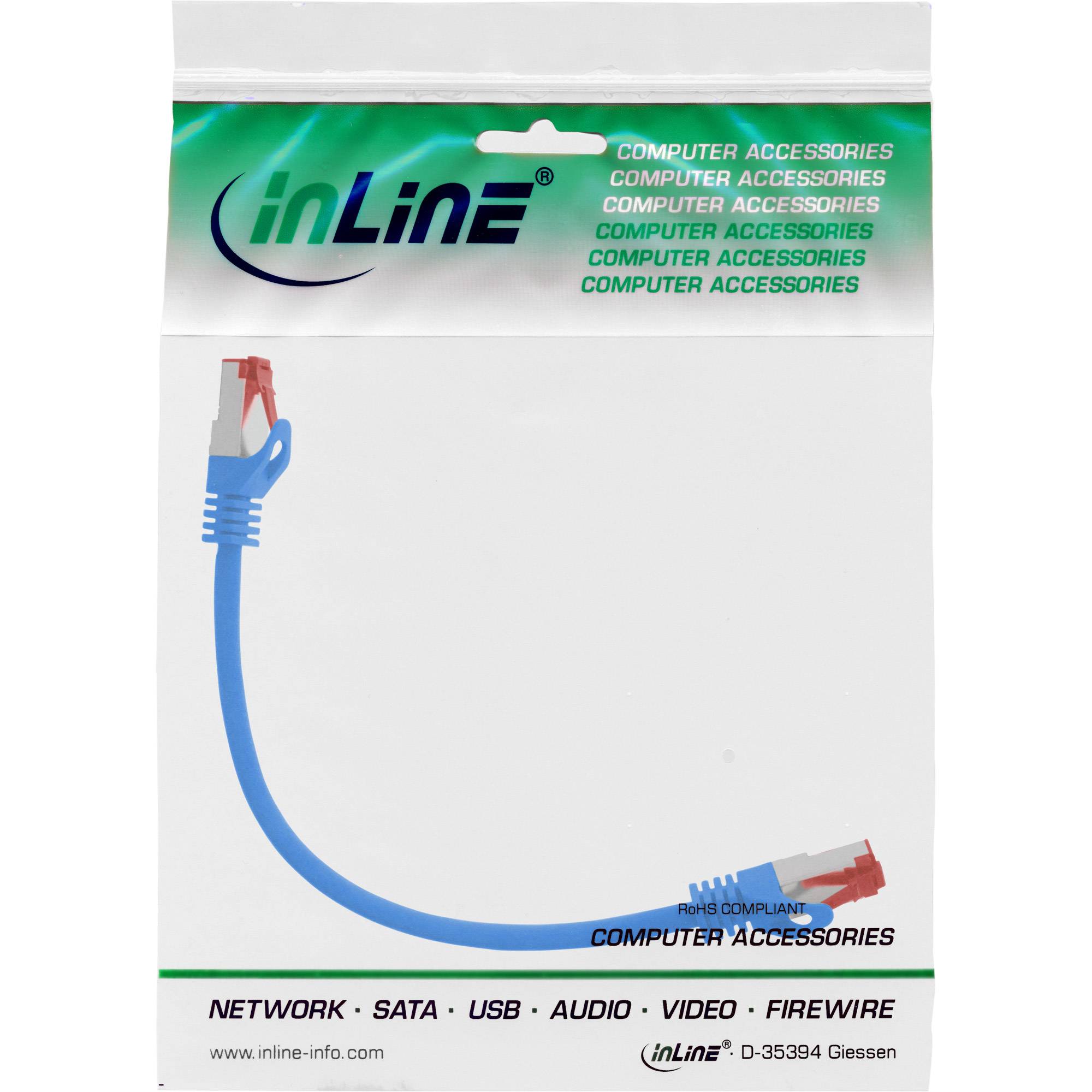INLINE - Patchkabel - S/FTP (PiMf) - Cat.6 - 250MHz - PVC - CCA - blau - 0,25m