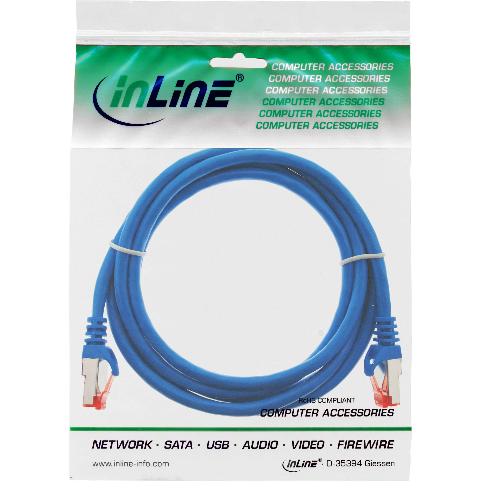 INLINE - Patchkabel - S/FTP (PiMf) - Cat.6 - halogenfrei - Kupfer - blau - 1m