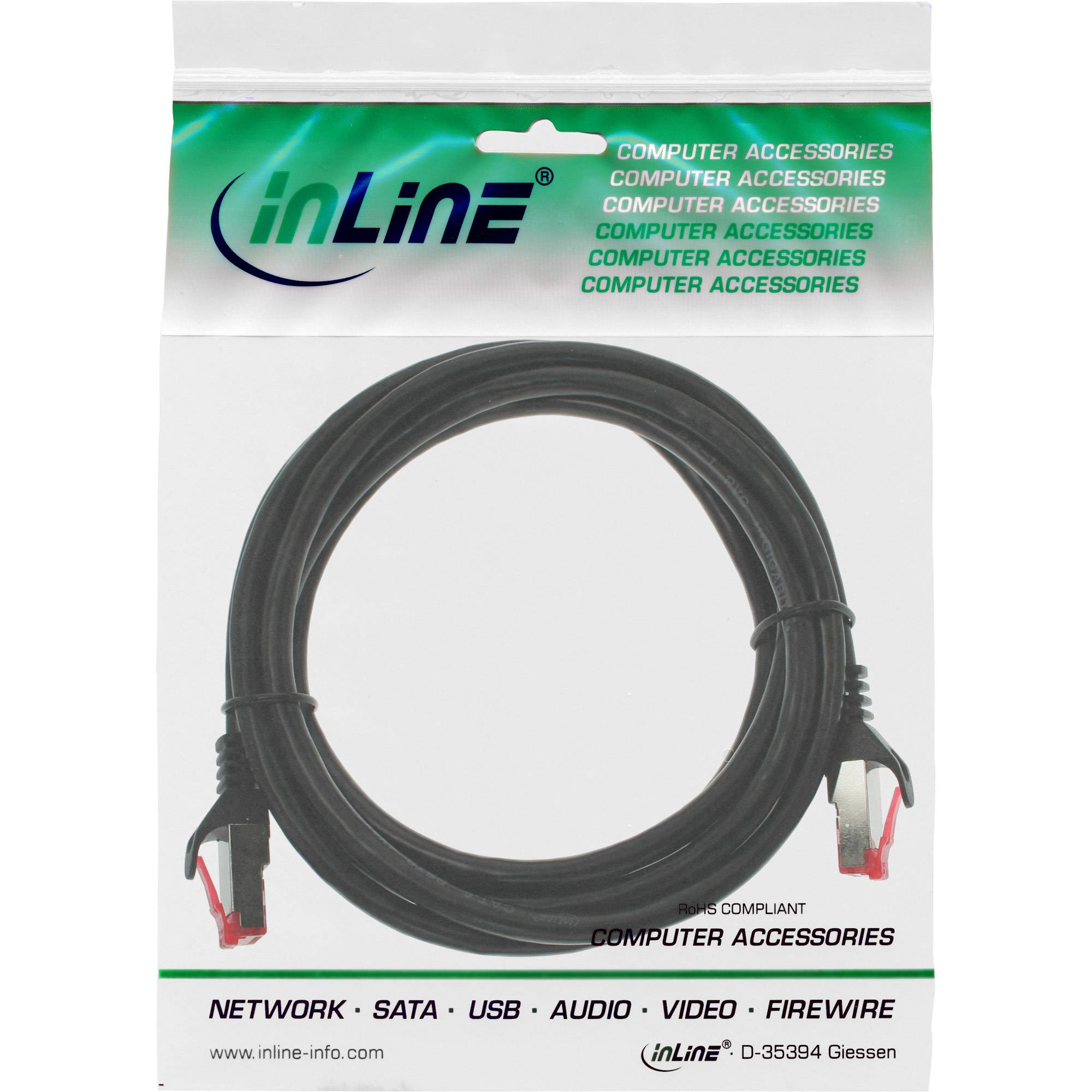 INLINE - Patchkabel - S/FTP (PiMf) - Cat.6 - 250MHz - PVC - Kupfer - schwarz - 0,25m