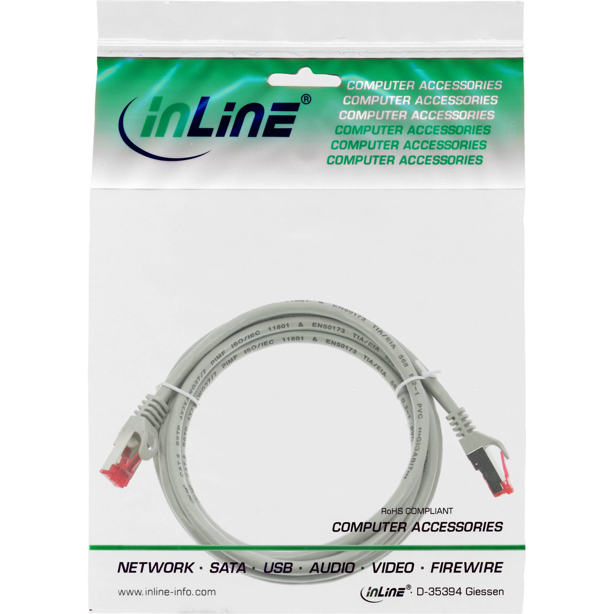 INLINE - Patchkabel - S/FTP (PiMf) - Cat.6 - 250MHz - PVC - CCA - grau - 0,5m