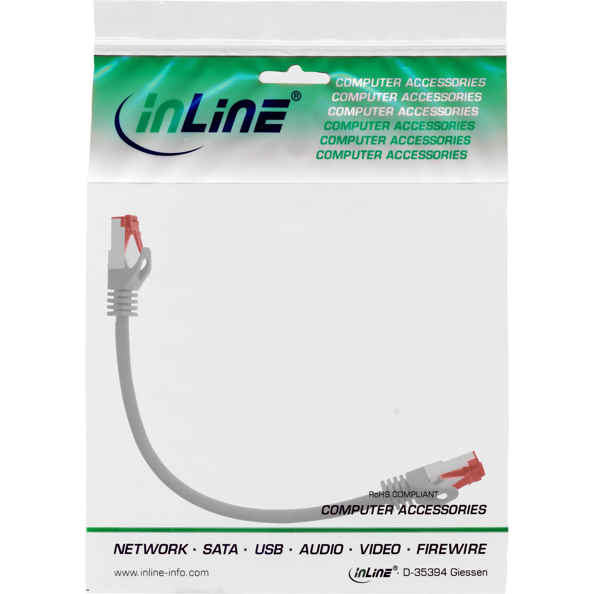 INLINE - Patchkabel - S/FTP (PiMf) - Cat.6 - 250MHz - PVC - CCA - grau - 0,3m