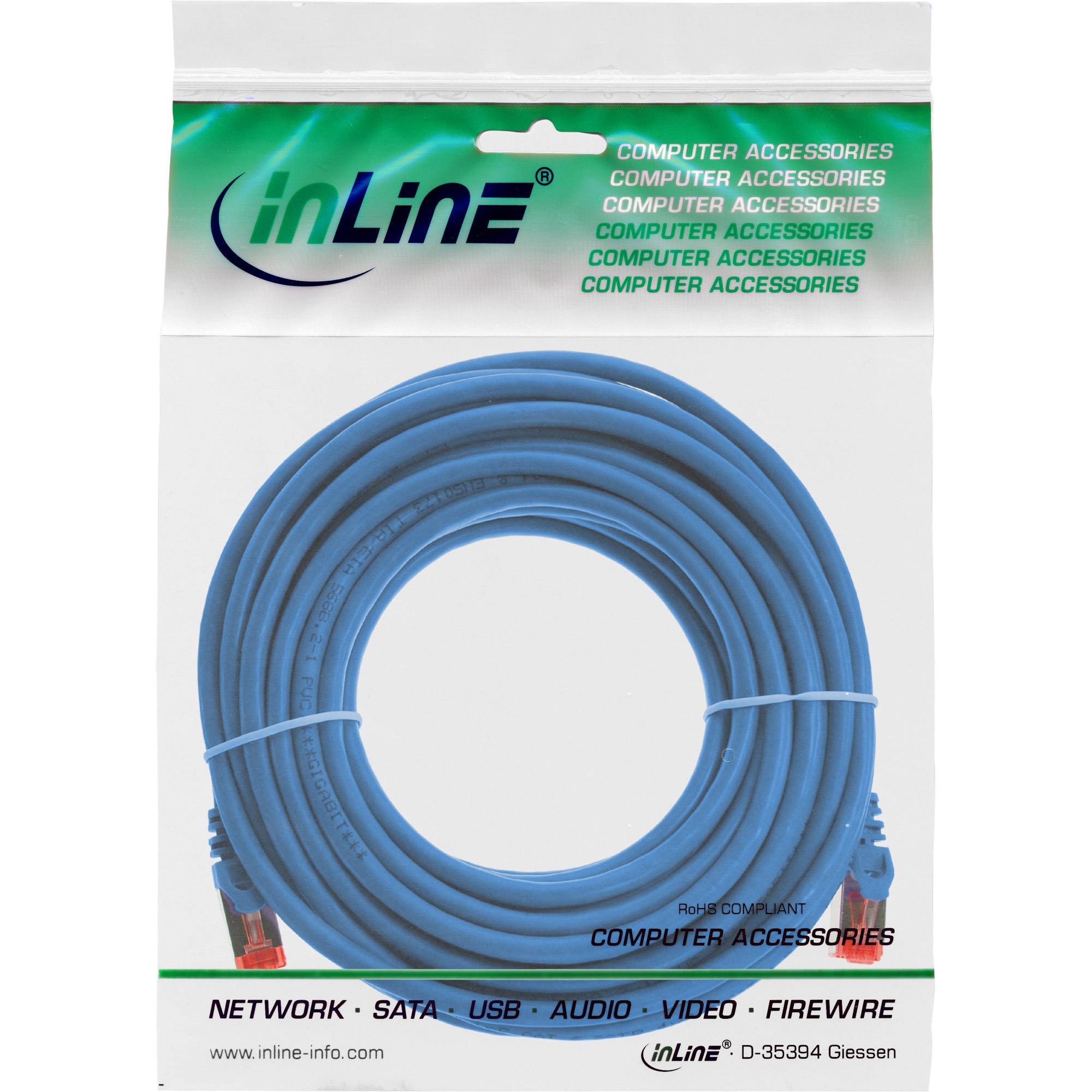 INLINE - Patchkabel - S/FTP (PiMf) - Cat.6 - halogenfrei - Kupfer - blau - 15m