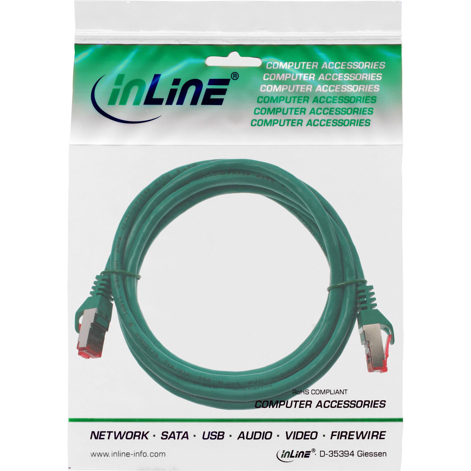 INLINE - Patchkabel - S/FTP (PiMf) - Cat.6 - halogenfrei - Kupfer - grün - 2m