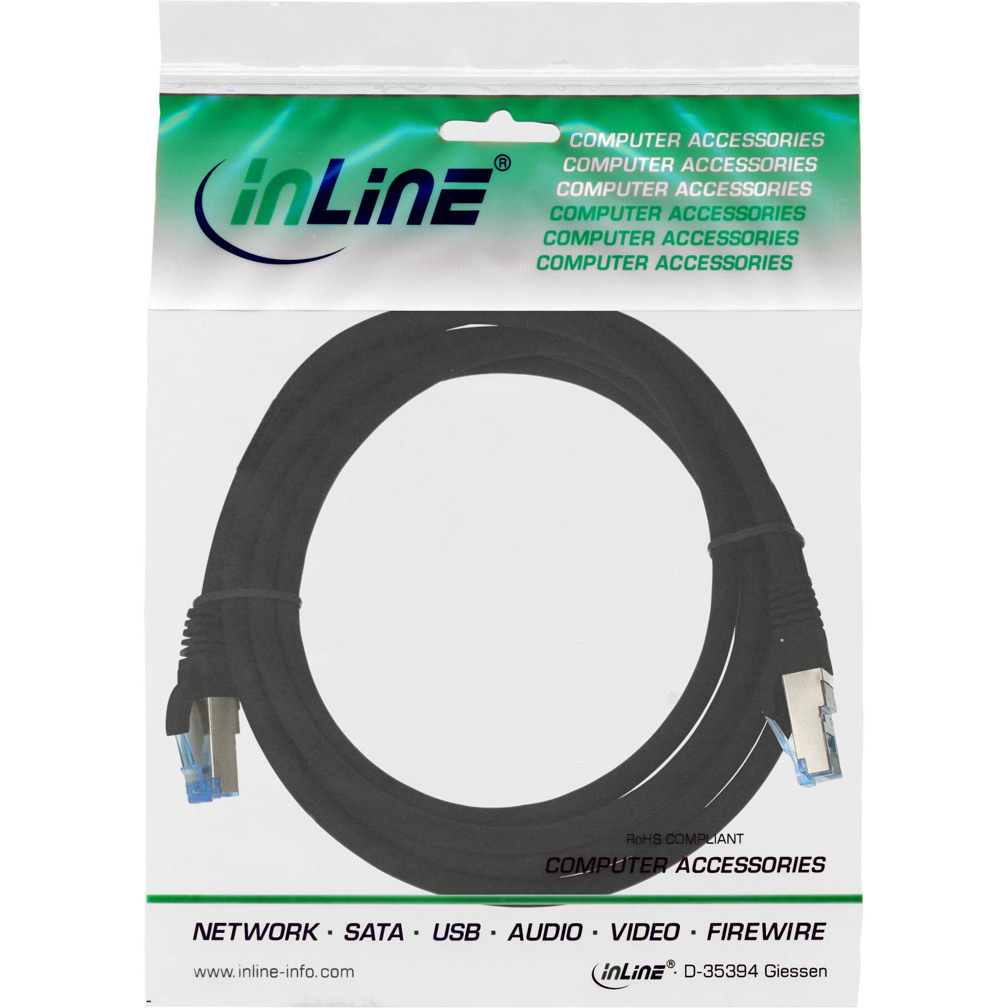 INLINE - Patchkabel - S/FTP (PiMf) - Cat.6A - halogenfrei - schwarz - 2m