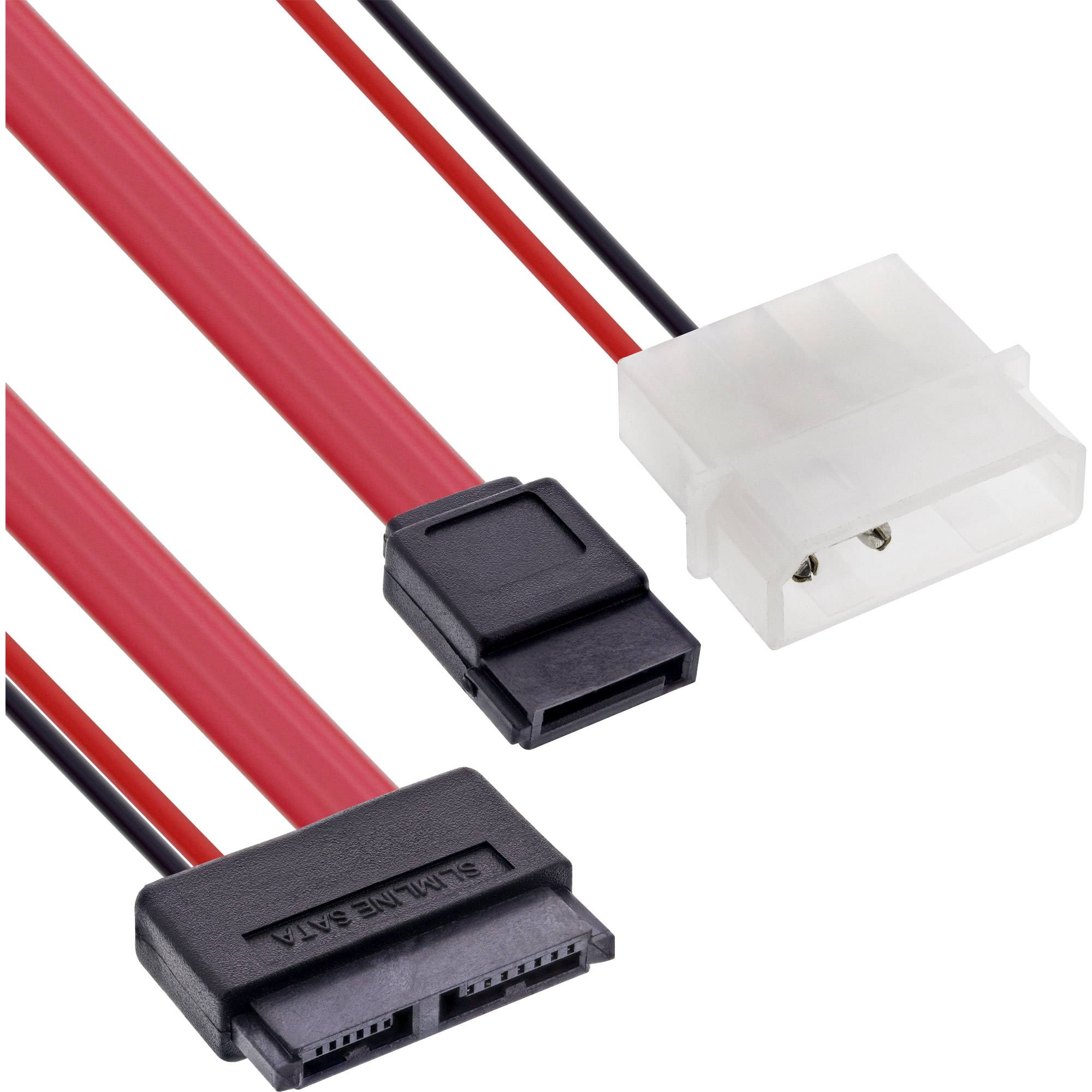 INLINE - Slimline SATA Kabel - Slimline SATA ST 13pol. (7+6) zu SATA + Strom - 0,4m