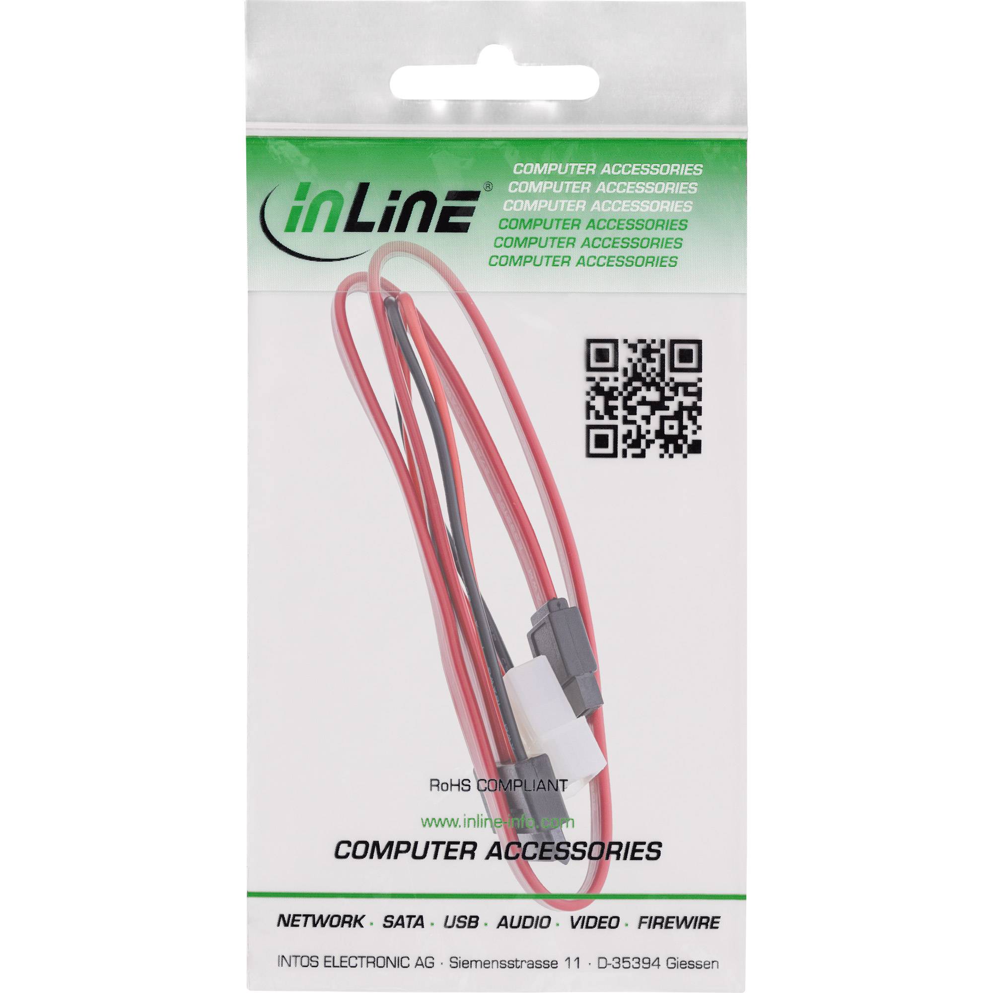 INLINE - Slimline SATA Kabel - Slimline SATA ST 13pol. (7+6) zu SATA + Strom - 0,4m