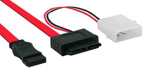 INLINE - Slimline SATA Kabel - Slimline SATA ST 13pol. (7+6) zu SATA + Strom - 0,4m