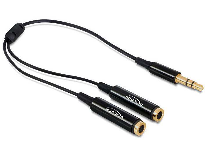 Delock - Audio-Splitter - Stereo Mini-Klinkenstecker männlich bis Stereo Mini-Klinkenstecker weiblich
