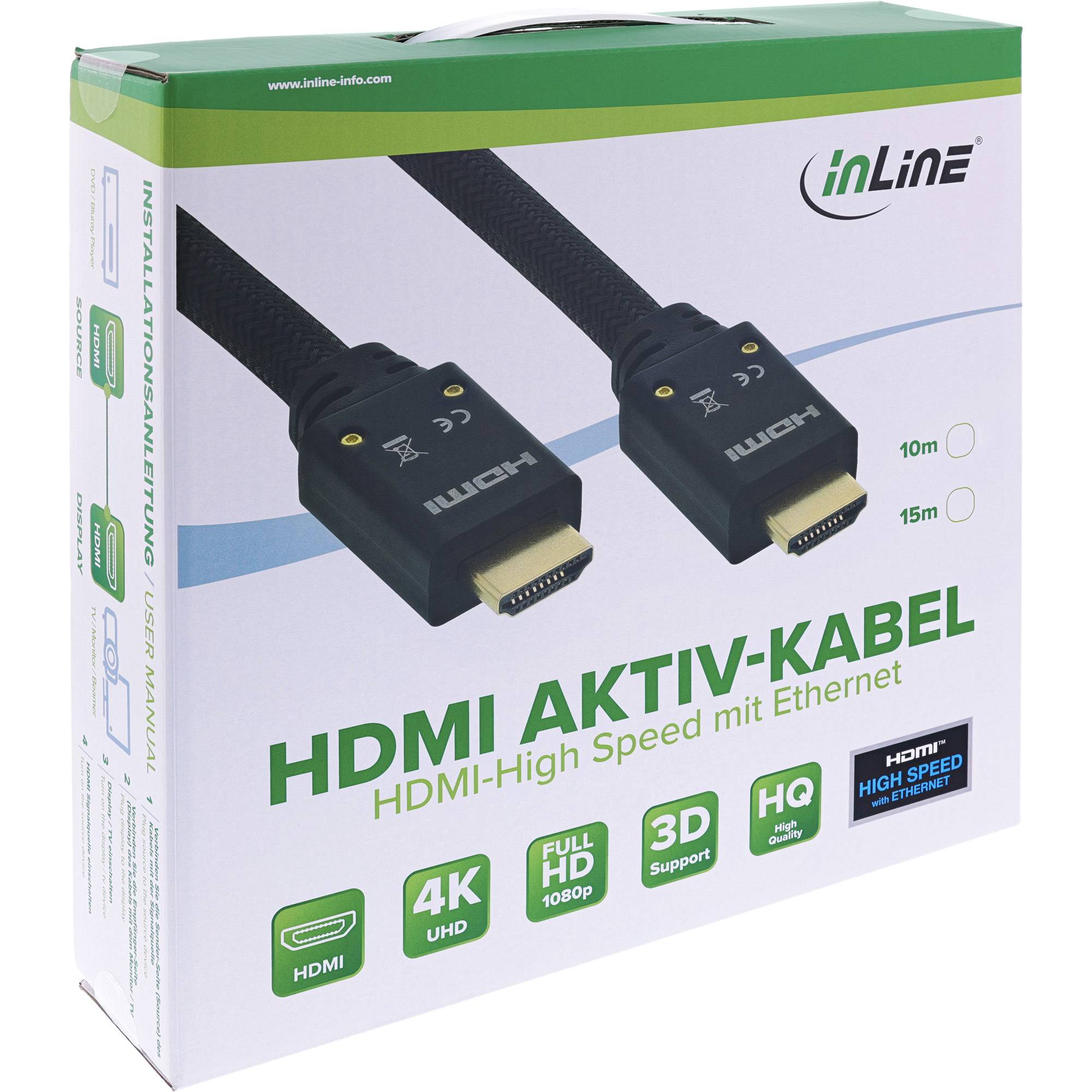 INLINE - HDMI Aktiv-Kabel - HDMI-High Speed mit Ethernet - 4K2K - ST/ST - 10m