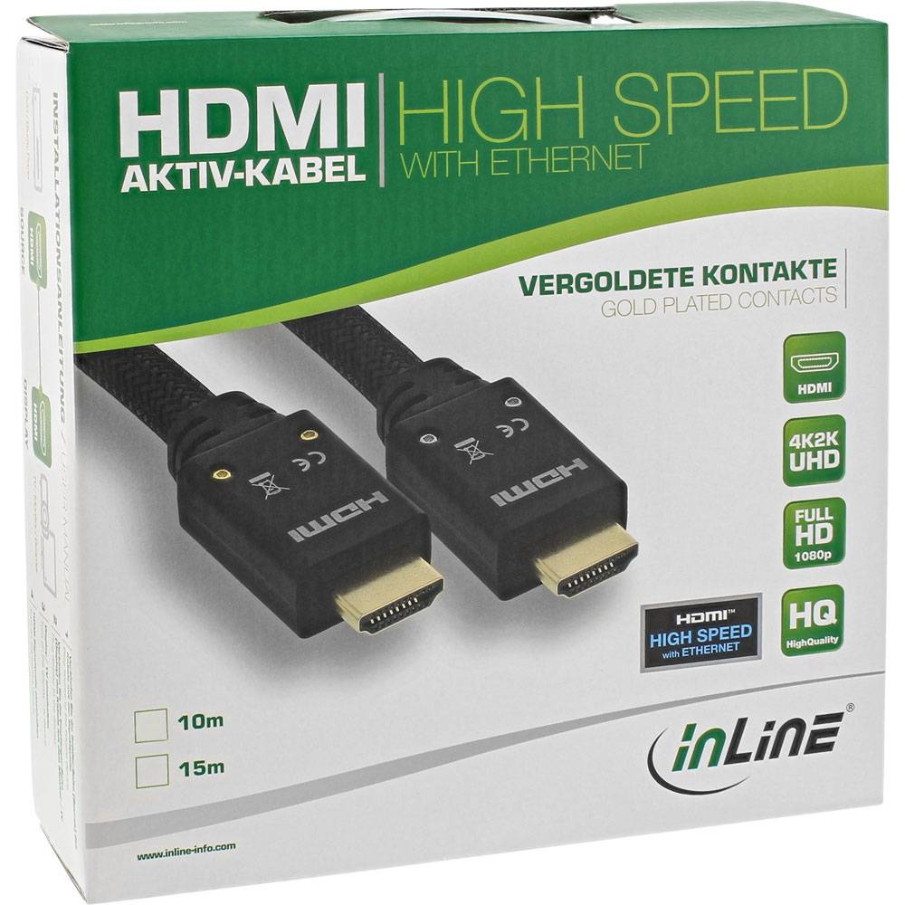 INLINE - HDMI Aktiv-Kabel - HDMI-High Speed mit Ethernet - 4K2K - ST/ST - 10m