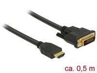 HDMI-Kabel mit Standardanschluss und kleinerem Mini-HDMI-Anschluss, beschriftet mit „ca. 0,5 m
