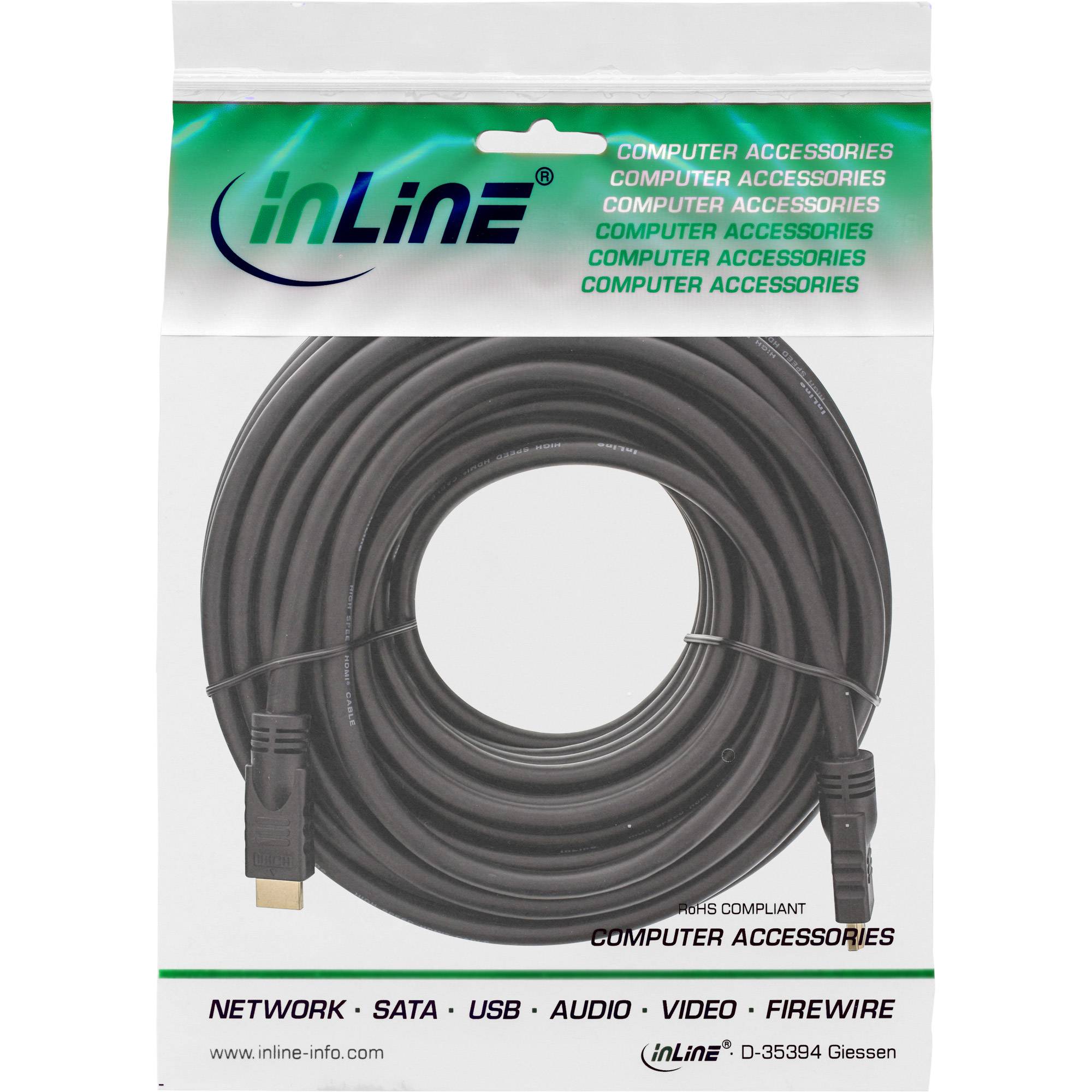 INLINE - HDMI Kabel - HDMI-High Speed - ST / ST - verg. Kontakte - schwarz - 10m