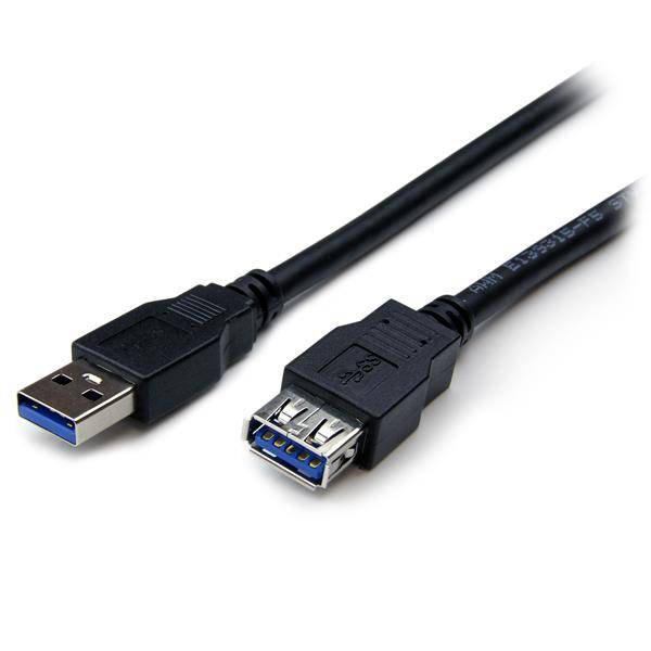 StarTech.com 2m USB 3.0 Verlängerungskabel - USB 3 Typ A auf A 2 Meter Kabel Verlängerung - Stecker/ Buchse - Schwarz - USB-Verlängerungskabel - US
