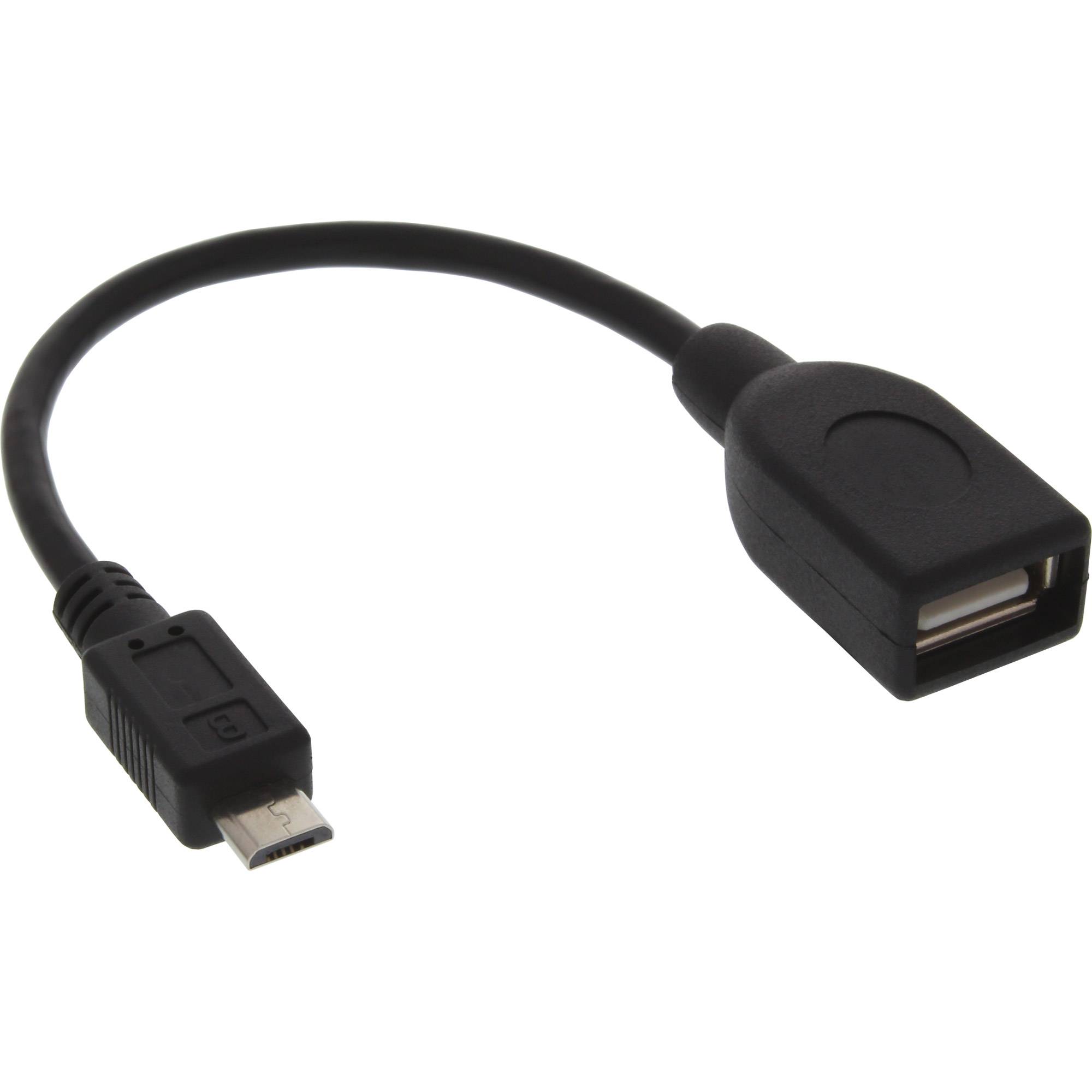 INLINE - Micro-USB OTG Adapterkabel - Micro-B Stecker an USB A Buchse - 0,1m