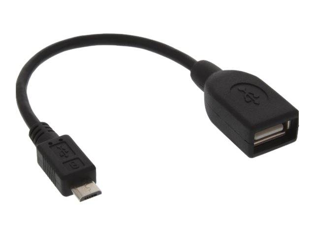 INLINE - Micro-USB OTG Adapterkabel - Micro-B Stecker an USB A Buchse - 0,1m
