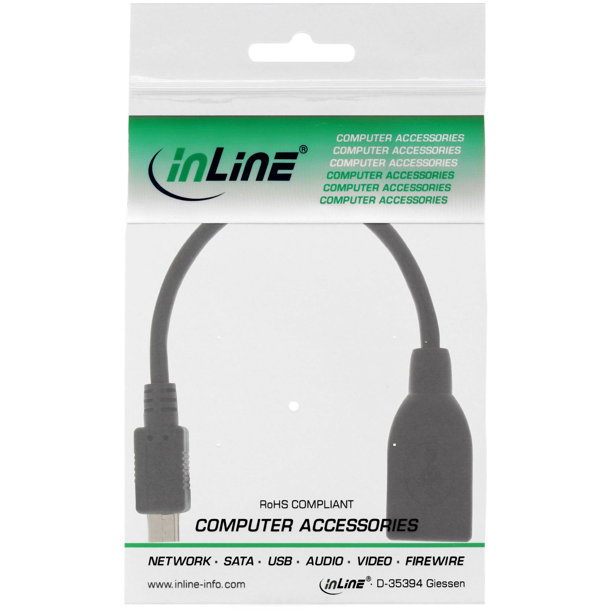 INLINE - Micro-USB OTG Adapterkabel - Micro-B Stecker an USB A Buchse - 0,1m