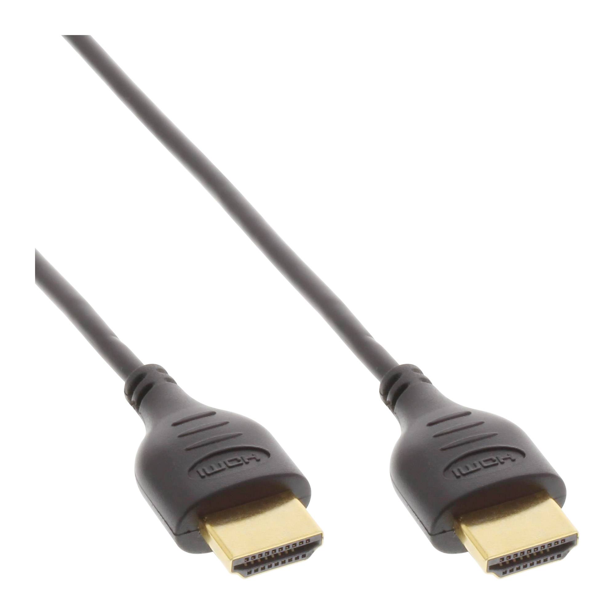 INLINE - HDMI Superslim Kabel A an A - HS mit Eth. - Premium - schwarz / gold - 0,5m