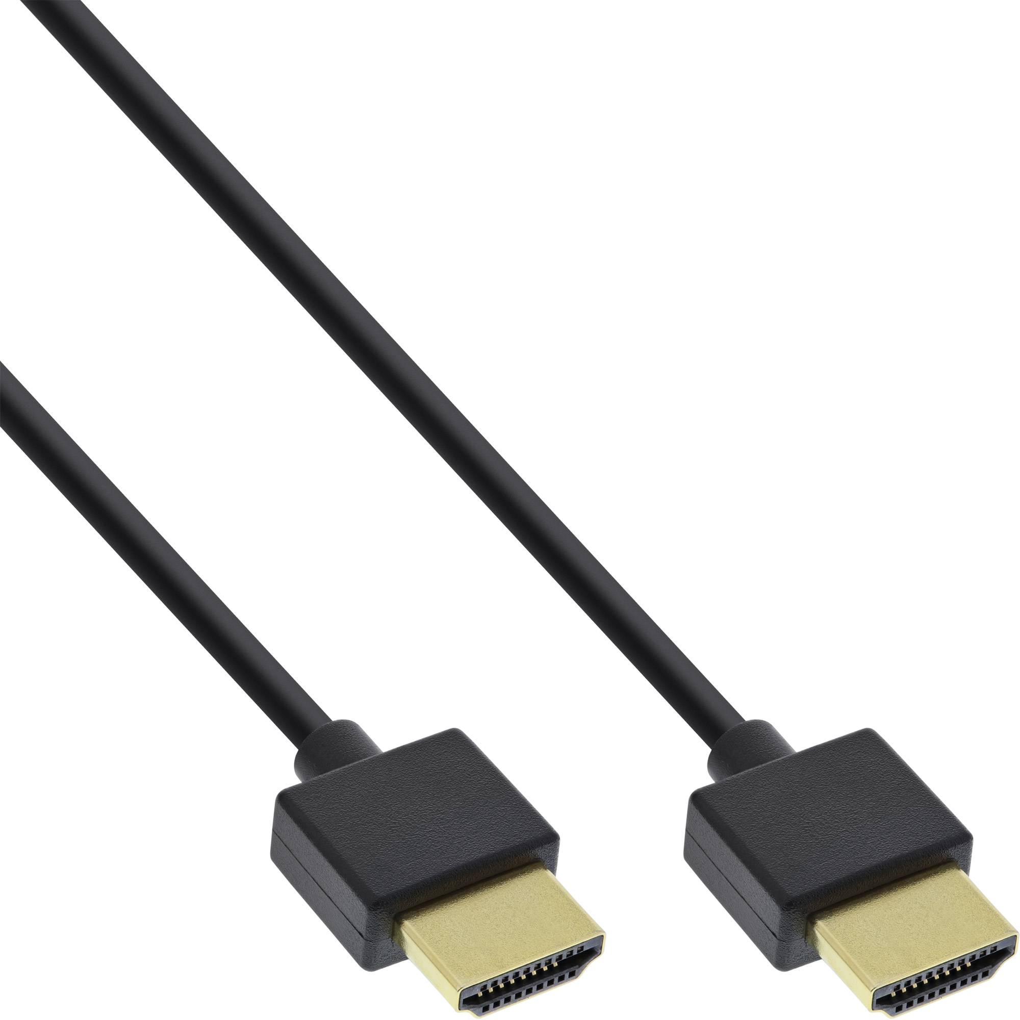 INLINE - HDMI Superslim Kabel A an A - HS mit Eth. - Premium - schwarz / gold - 1,8m