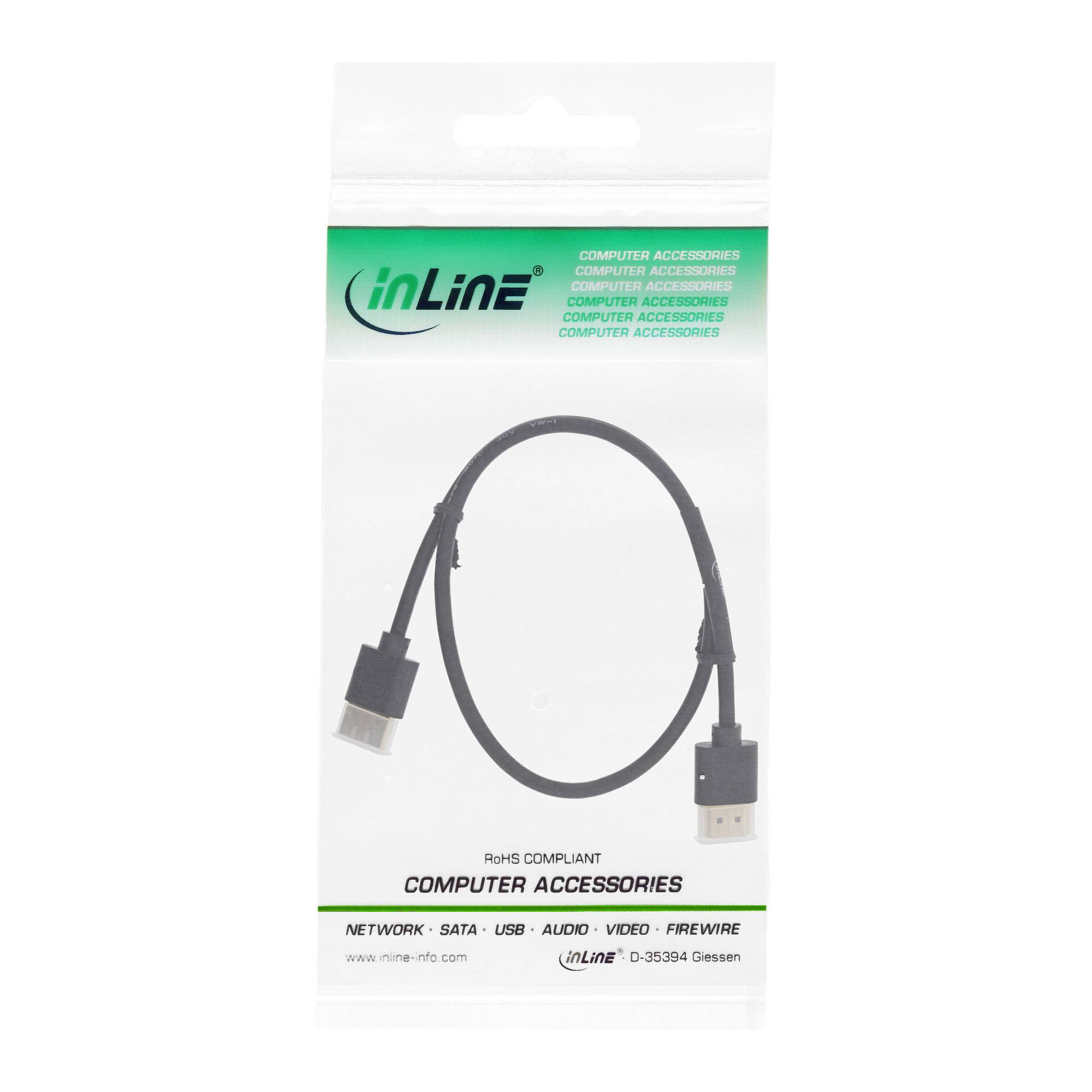 INLINE - HDMI Superslim Kabel A an A - HS mit Eth. - Premium - schwarz / gold - 1,8m