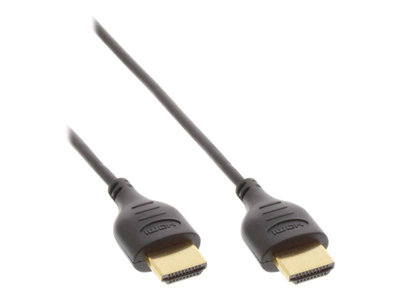 INLINE - HDMI Superslim Kabel A an A - HS mit Eth. - Premium - schwarz / gold - 1,8m