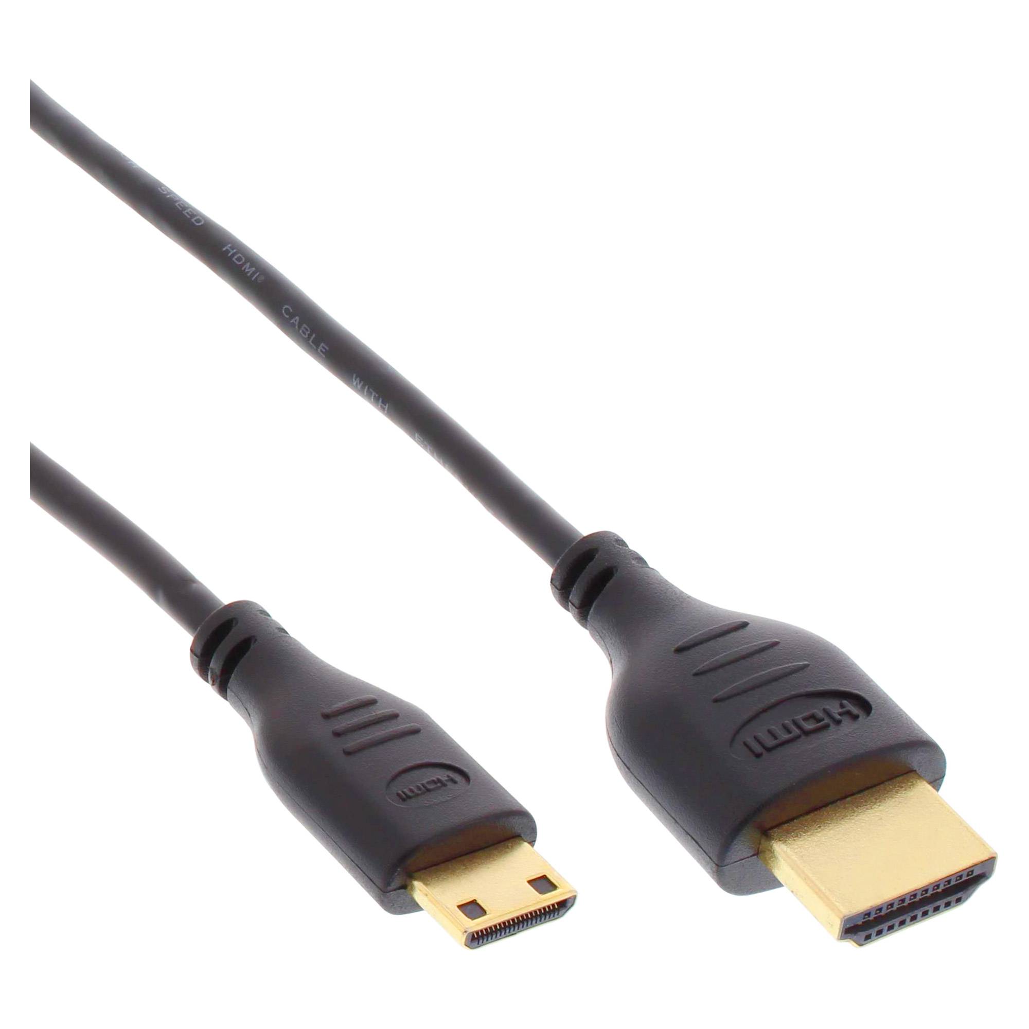 INLINE - HDMI Superslim Kabel A an C - HS mit Eth. - Premium - schwarz / gold - 0,5m