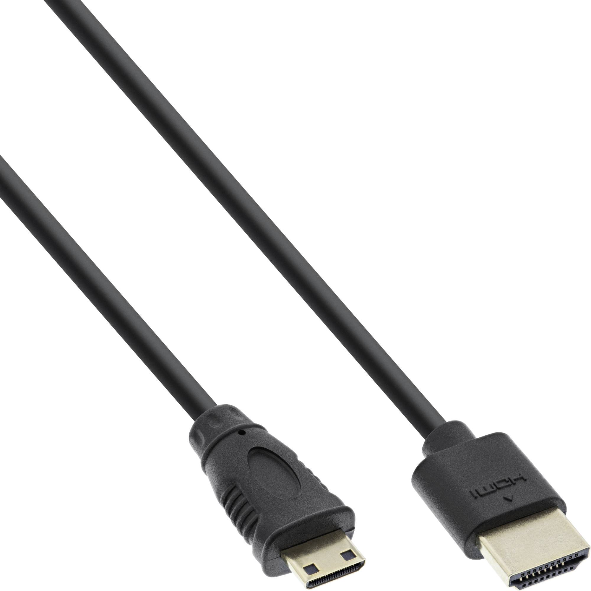 INLINE - HDMI Superslim Kabel A an C - HS mit Eth. - Premium - schwarz / gold - 1m