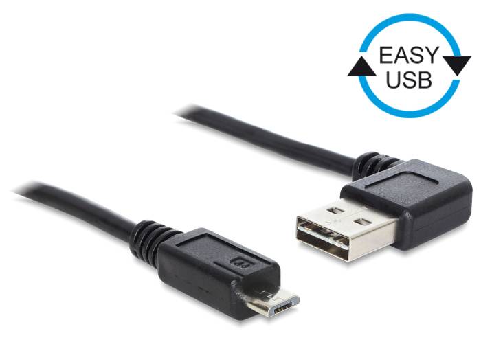 DeLOCK Easy - USB-Kabel - USB (M) links/rechts abgewinkelt, umkehrbar bis Micro-USB Typ B (M)