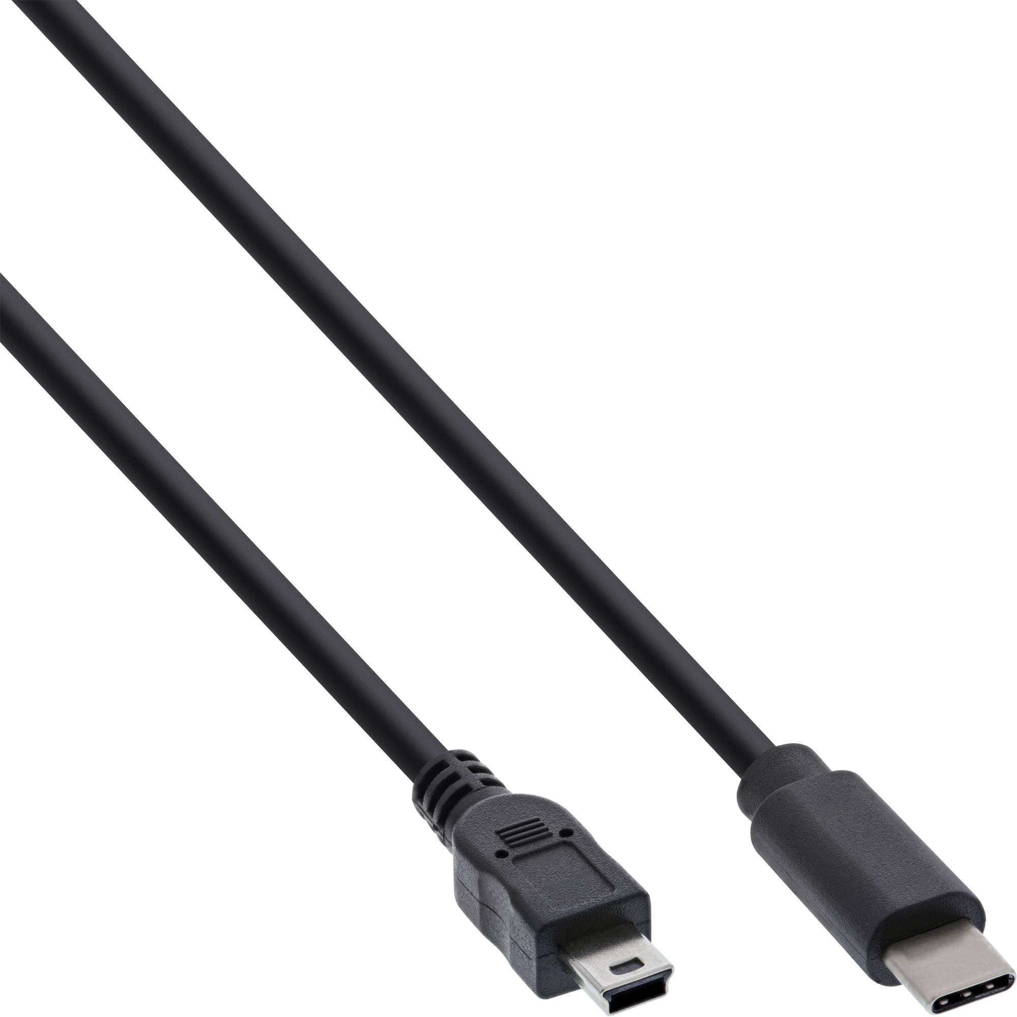 INLINE - USB 2.0 Kabel - USB-C Stecker an Mini-B Stecker - schwarz - 0,5m
