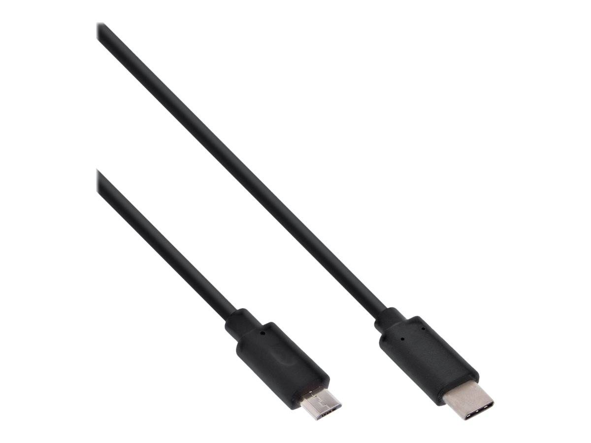INLINE - USB 2.0 Kabel - USB-C Stecker an Micro-B Stecker - schwarz - 2m