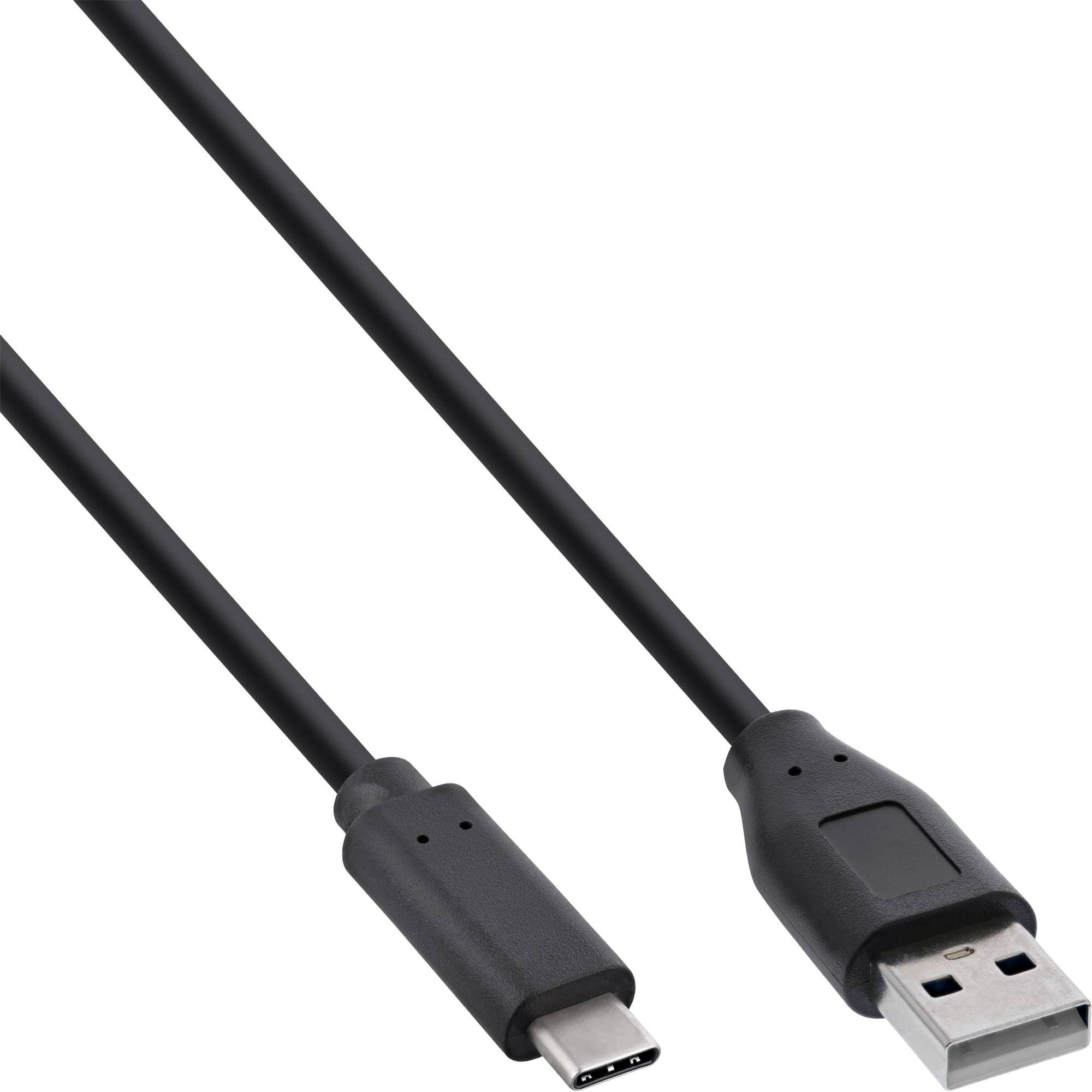 INLINE - USB 2.0 Kabel - USB-C Stecker an A Stecker - schwarz - 0,3m