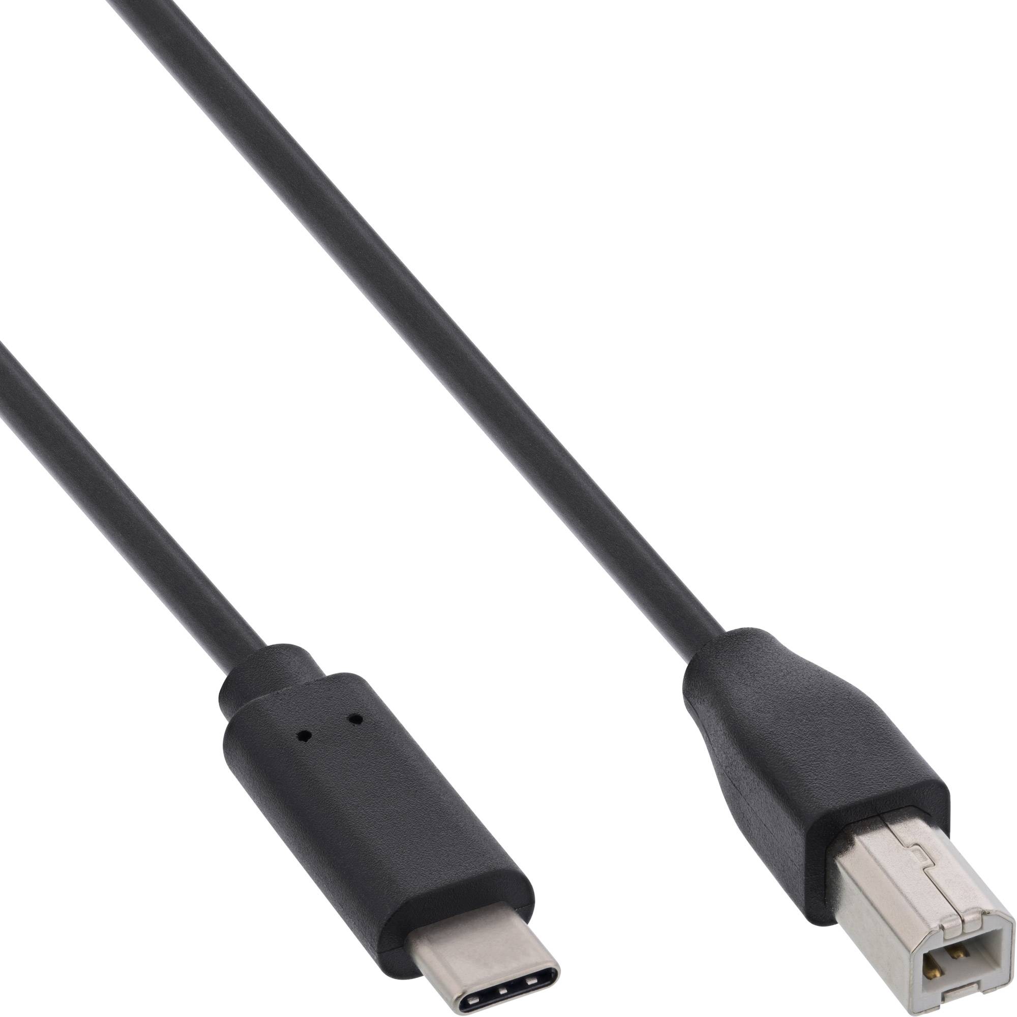 INLINE - USB 2.0 Kabel - USB-C Stecker an USB-B Stecker - schwarz - 2m