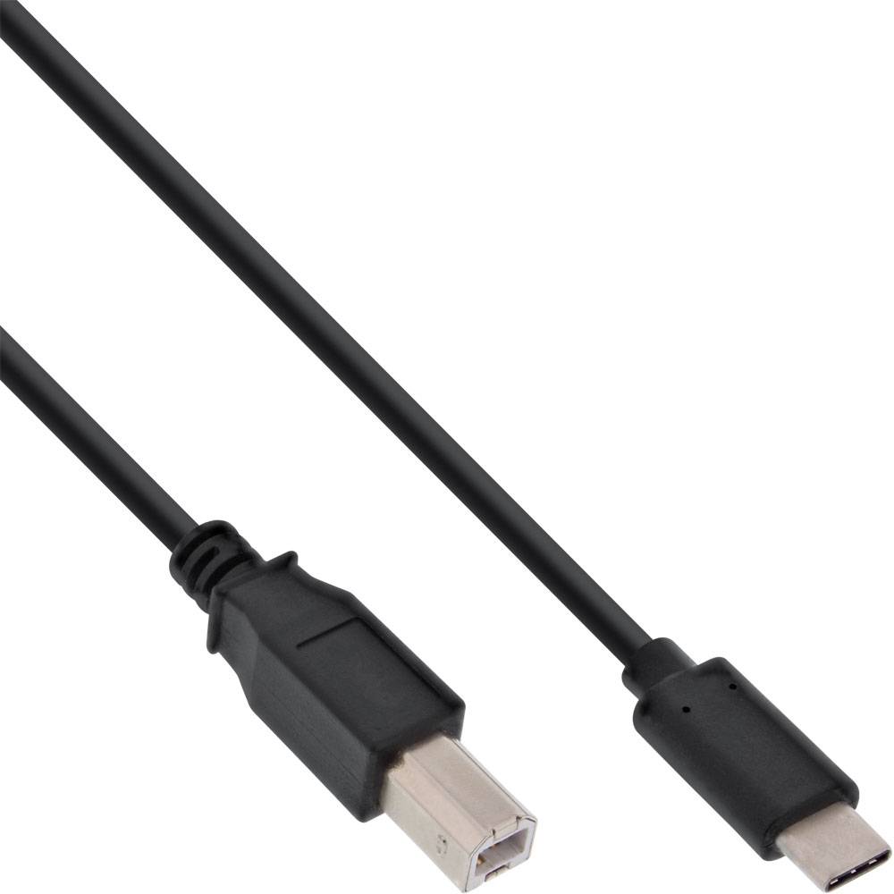 INLINE - USB 2.0 Kabel - USB-C Stecker an USB-B Stecker - schwarz - 5m