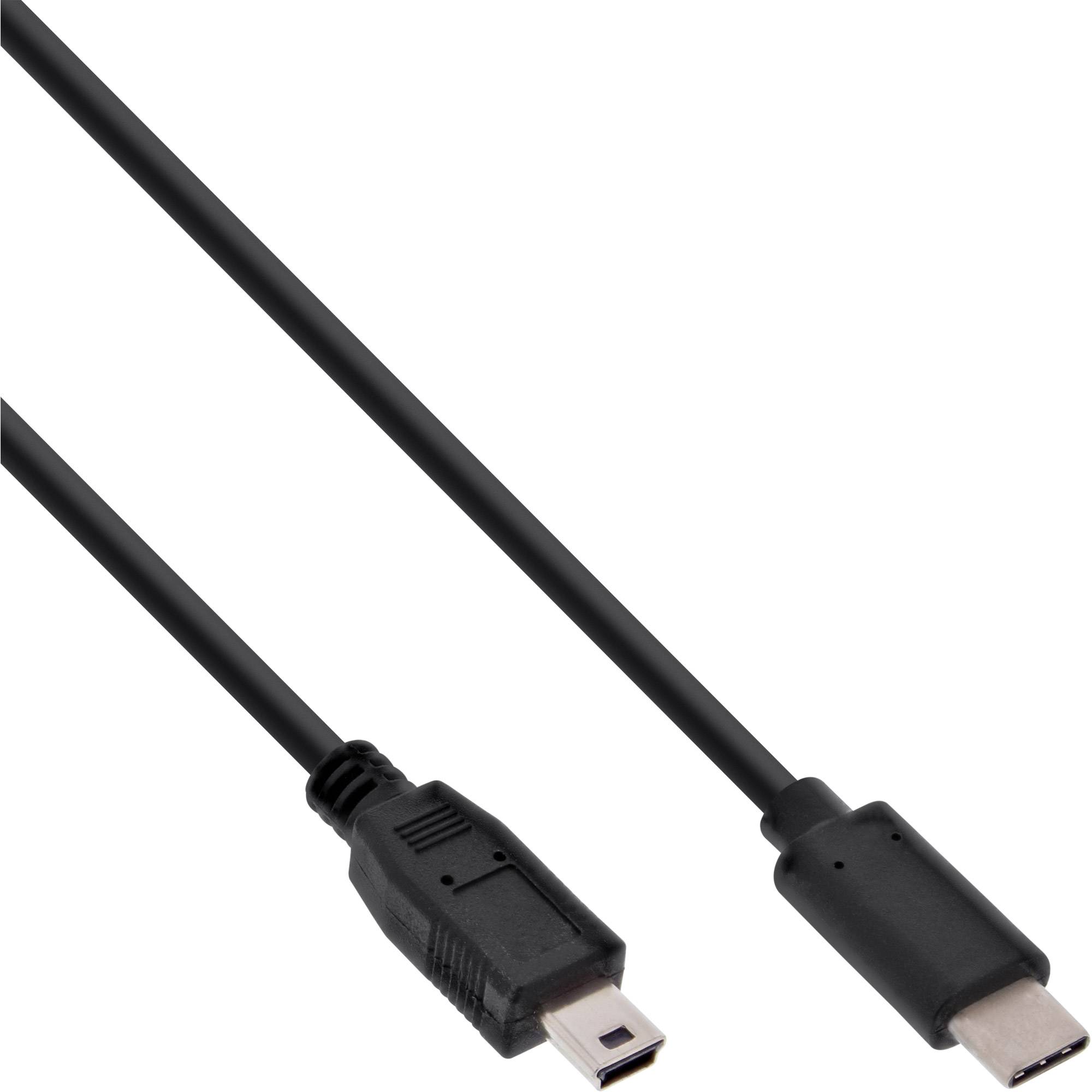 INLINE - USB 2.0 Kabel - USB-C Stecker an Mini-B Stecker - schwarz - 3m